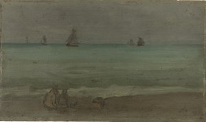 夏季海，1880年代（木板上油）